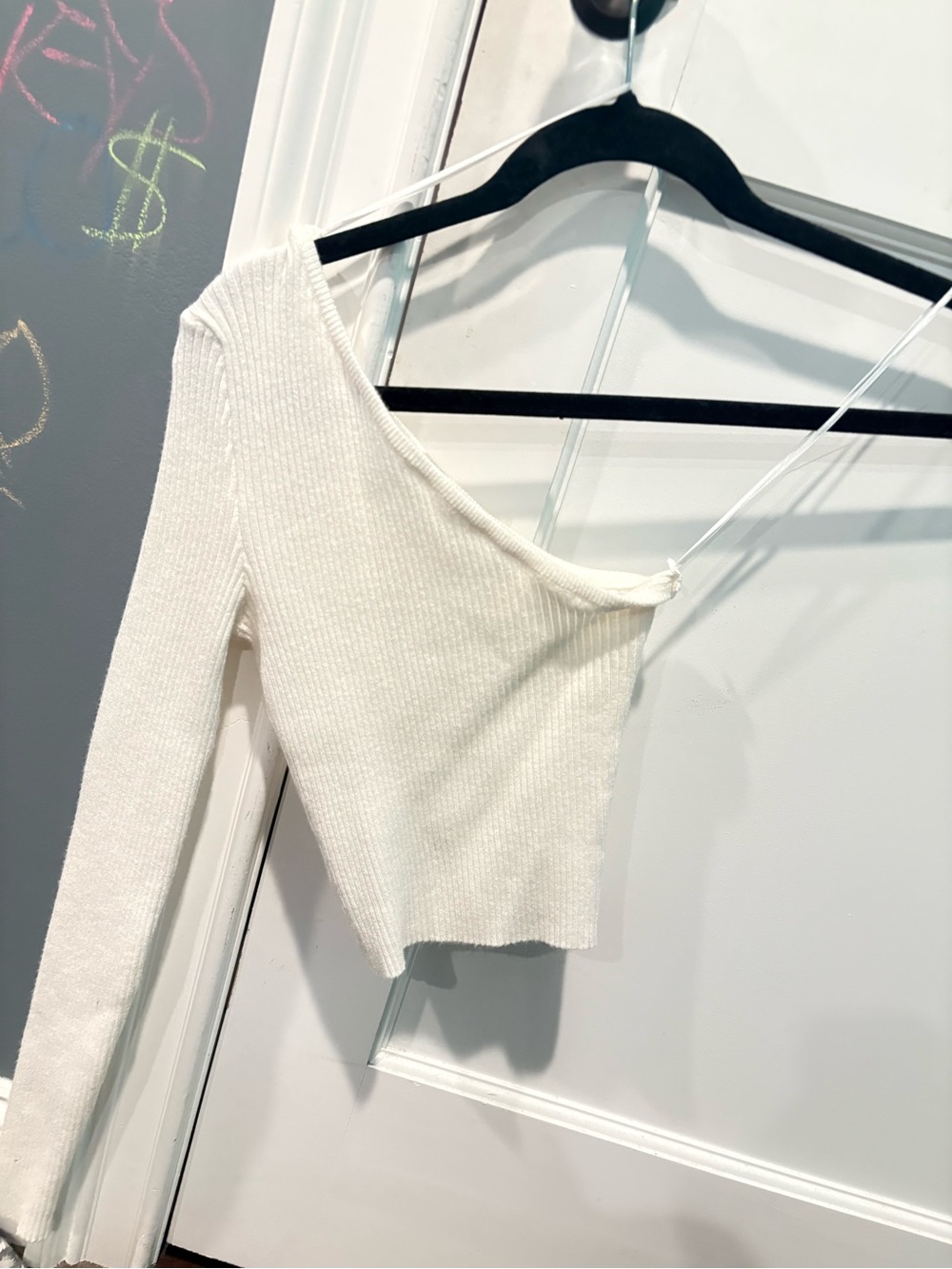 Kendall & Kylie White One-Shoulder Ribbed Crop Top